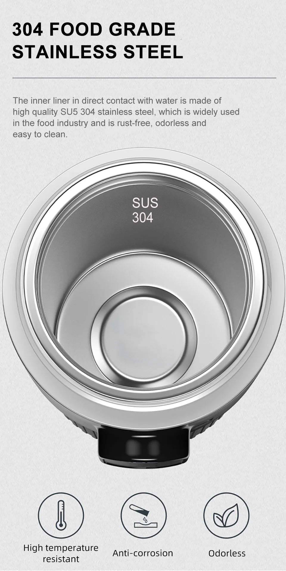 12V/24V 500ML Electric Heating Cup Kettle 304Stainless Steel Water Heater Bottle Auto Shut Off Fast Boiling Cup For Travel Car