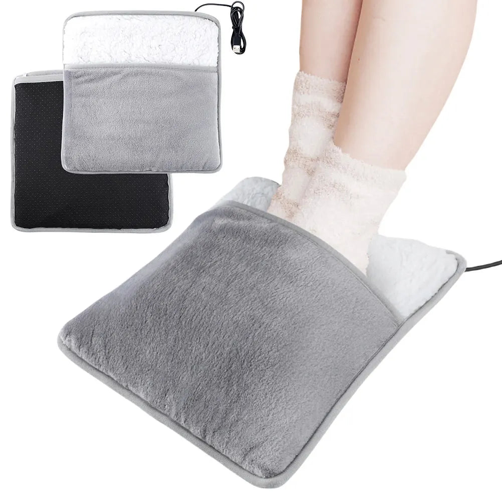 Winter Electric Foot Heating Pad USB Household Feet Warmer Heater Soft Plush Thermal Blanket Heating Slippers for Home Office