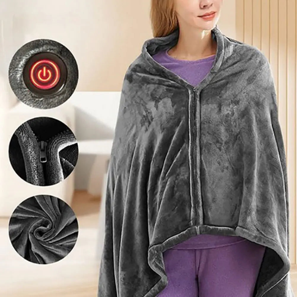 USB Electric Heated Blanket 3 Heating Levels Fleece Heated Blanket Portable Heating Lap Blanket for Household and Office