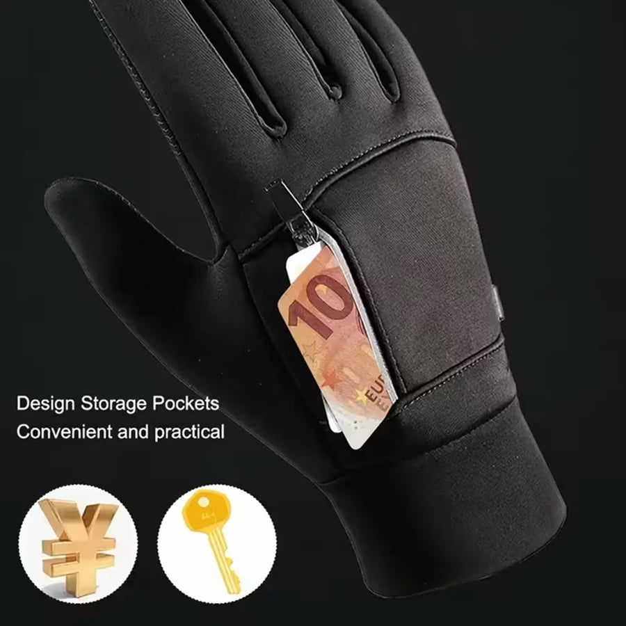 Winter Fashion Warm Cycling Gloves with Storage Pockets Windproof Waterproof Touch Screen Gloves Men Gifts Choice