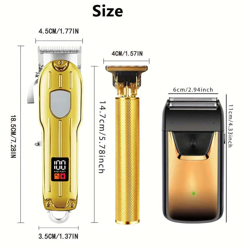 Professional Hair Clipper and Trimmer Set Men Electric Razor Shavers Beard Trimmer Rechargeable Barber Clippers Haircut Kit