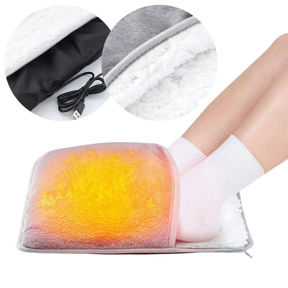 Winter Electric Foot Heating Pad USB Household Feet Warmer Heater Soft Plush Thermal Blanket Heating Slippers for Home Office