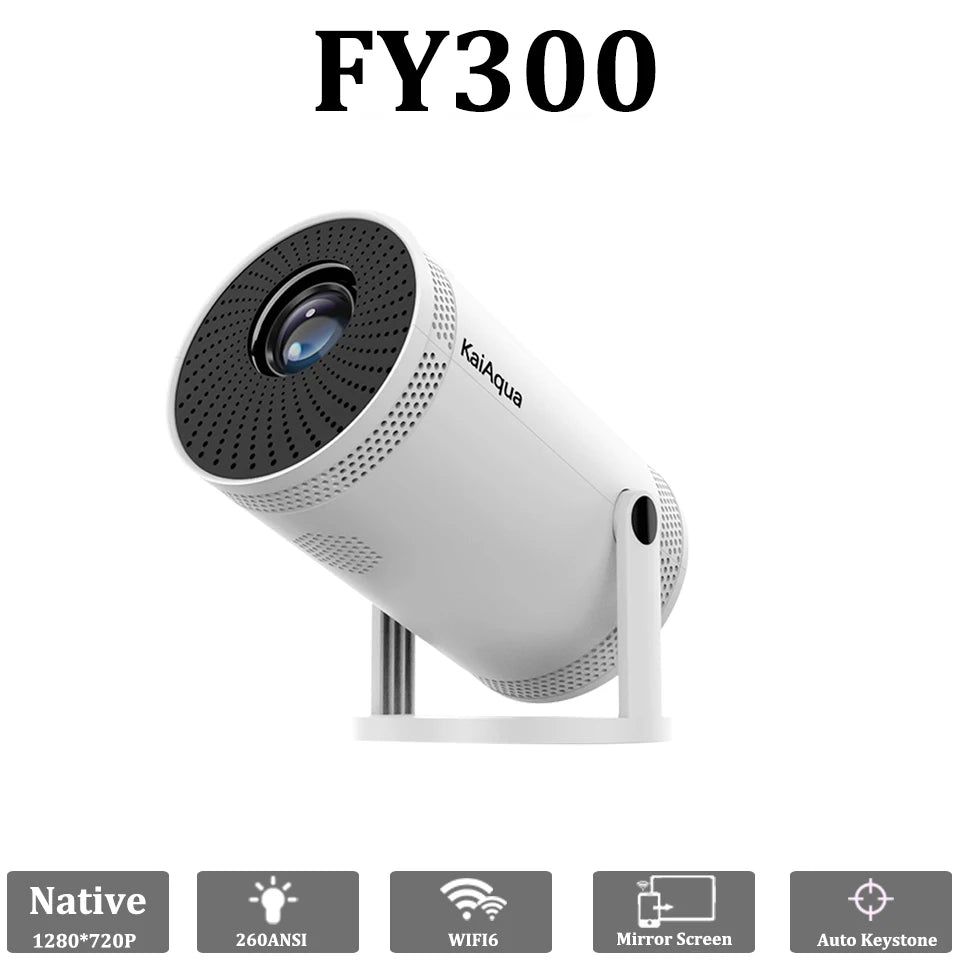 2025 4K HD Portable Projector 260 ANSI Lumens 5G WiFi Bluetooth Support 1080P Home Cinema Theater Movie Mini Projectors FY300