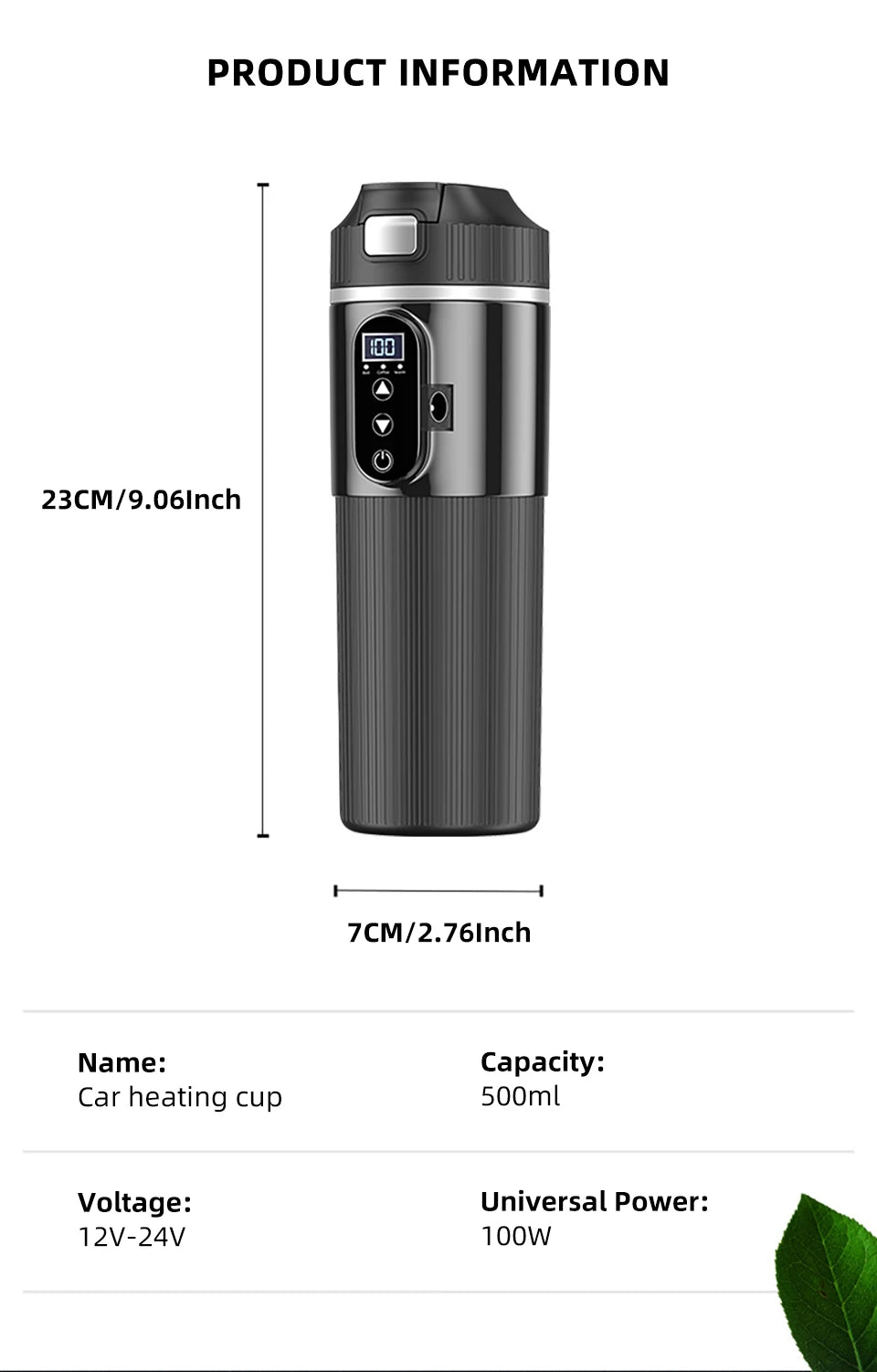 12V/24V 500ML Electric Heating Cup Kettle 304Stainless Steel Water Heater Bottle Auto Shut Off Fast Boiling Cup For Travel Car