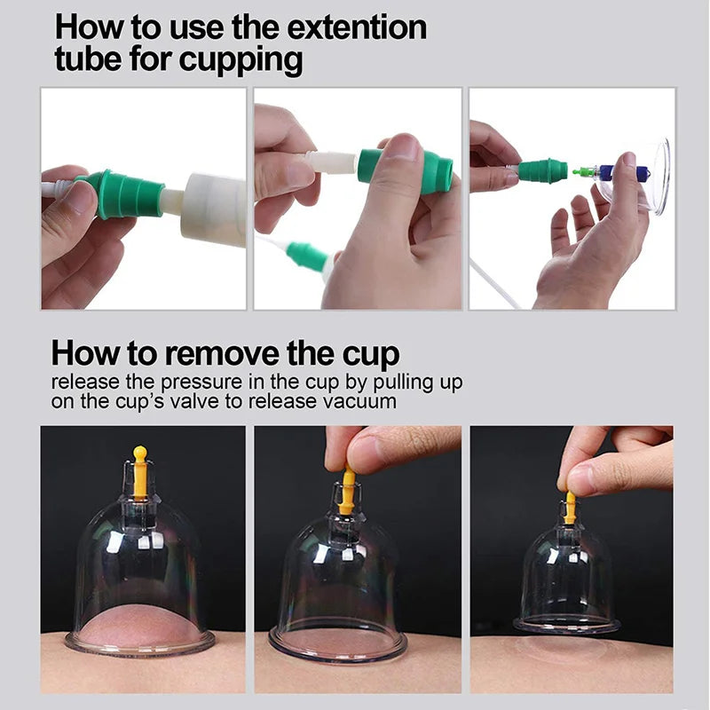 6or24  Pieces Suction Cups Massage Vacuum Cupping Body Massager Plastic Vacuum Suction Therapy Cupping Set Cans for Massage