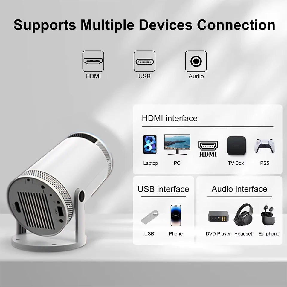 2025 4K HD Portable Projector 260 ANSI Lumens 5G WiFi Bluetooth Support 1080P Home Cinema Theater Movie Mini Projectors FY300