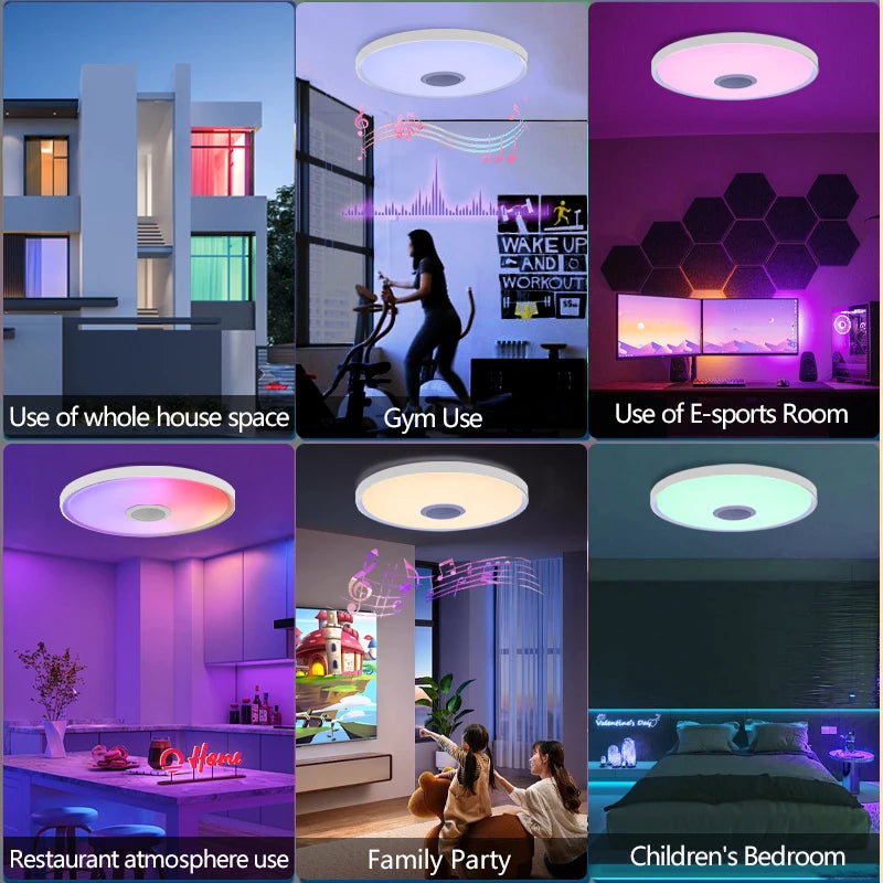 LED Smart Ceiling Lamps RGB APP Remote Control Dimming Modern Home Lighting Music Light with Speaker For Living Room Bedroom