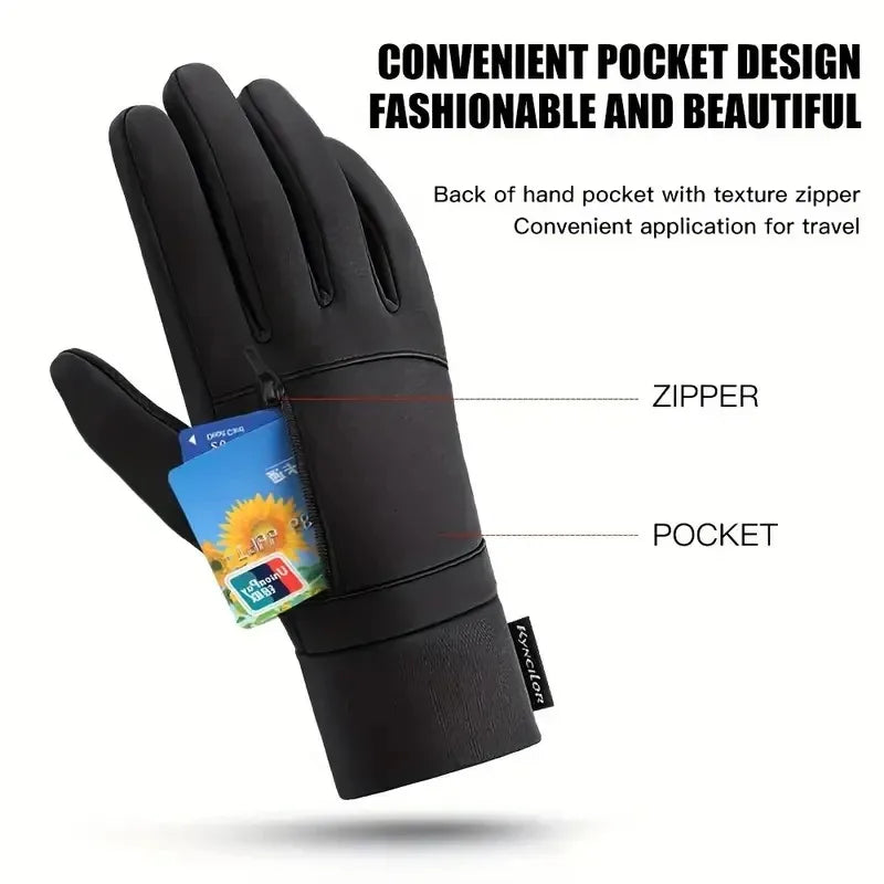 Winter Fashion Warm Cycling Gloves with Storage Pockets Windproof Waterproof Touch Screen Gloves Men Gifts Choice