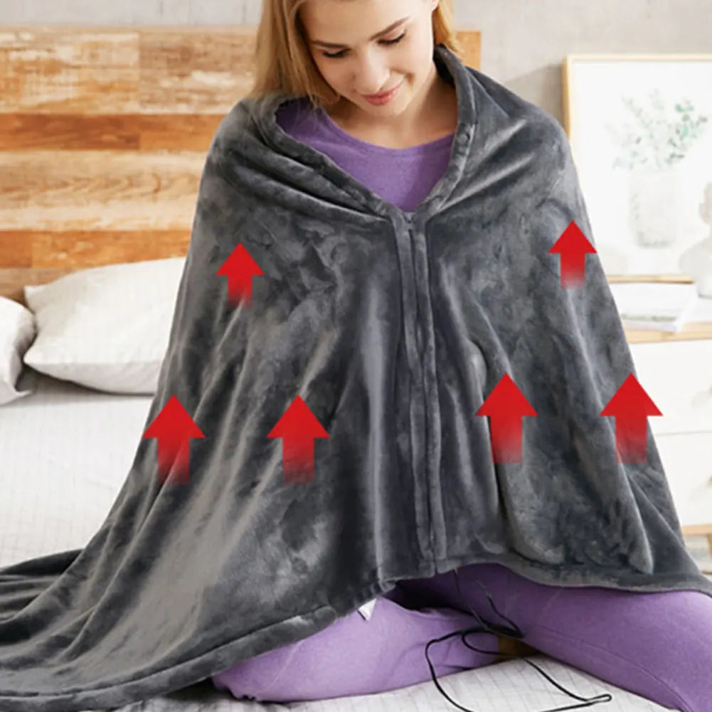 USB Electric Heated Blanket 3 Heating Levels Fleece Heated Blanket Portable Heating Lap Blanket for Household and Office