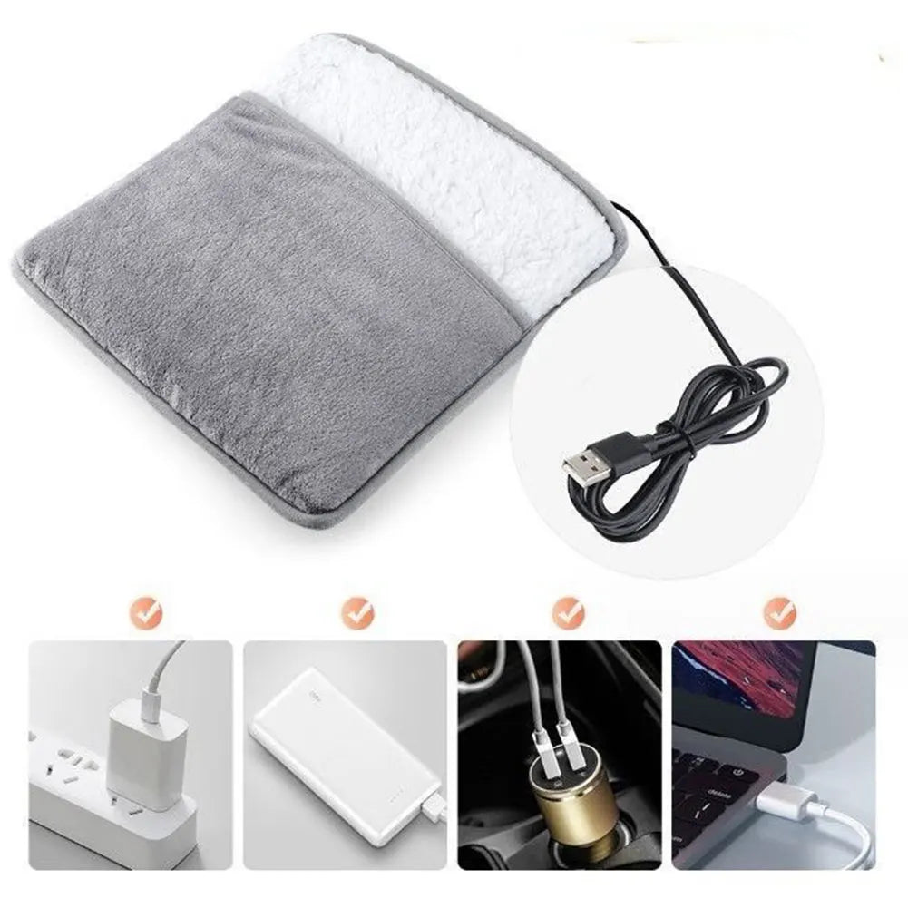 Winter Electric Foot Heating Pad USB Household Feet Warmer Heater Soft Plush Thermal Blanket Heating Slippers for Home Office