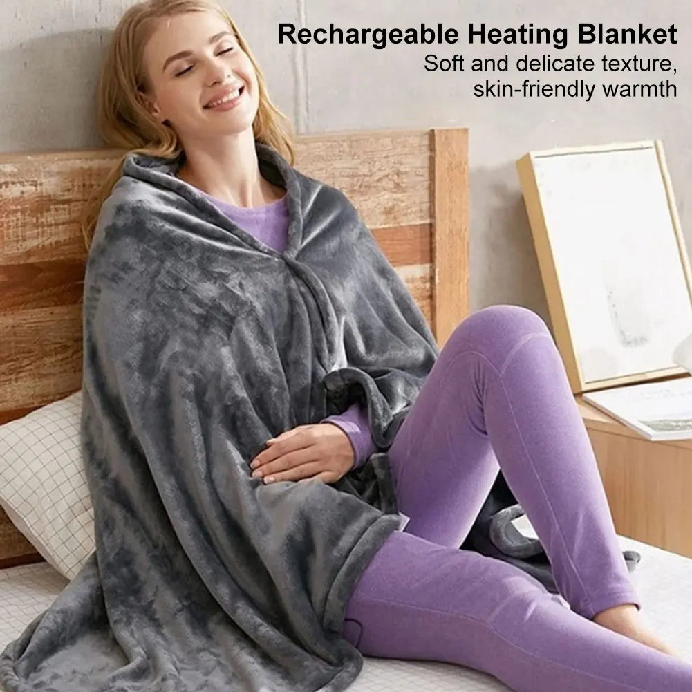 USB Electric Heated Blanket 3 Heating Levels Fleece Heated Blanket Portable Heating Lap Blanket for Household and Office