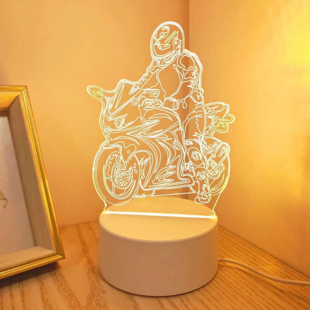 USB powered 3D motorcycle creative night light, home decoration living room bedroom decoration light, holiday gift light