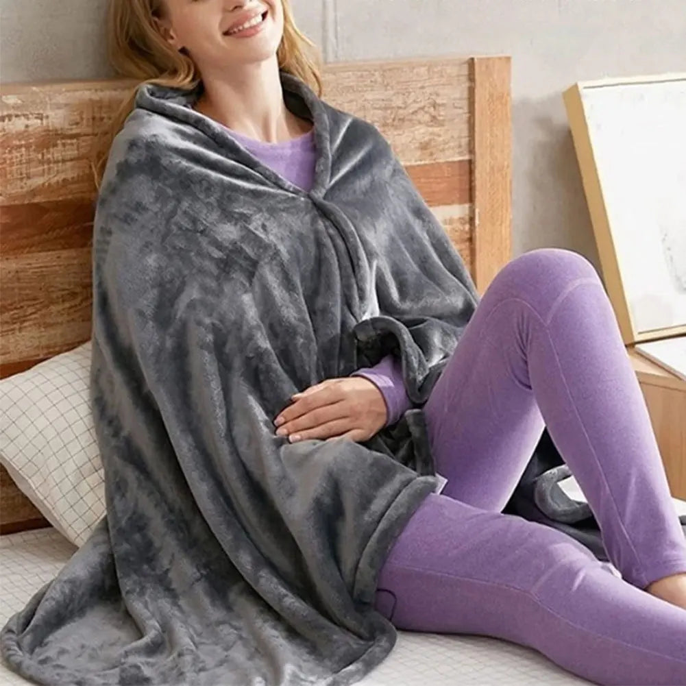 USB Electric Heated Blanket 3 Heating Levels Fleece Heated Blanket Portable Heating Lap Blanket for Household and Office