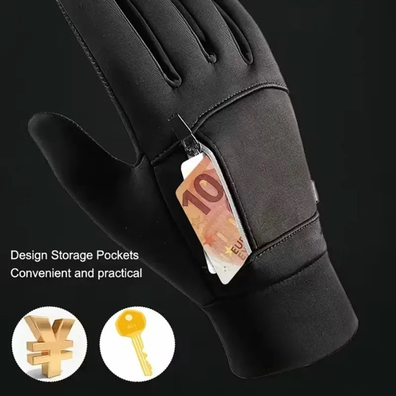 Winter Fashion Warm Cycling Gloves with Storage Pockets Windproof Waterproof Touch Screen Gloves Men Gifts Choice