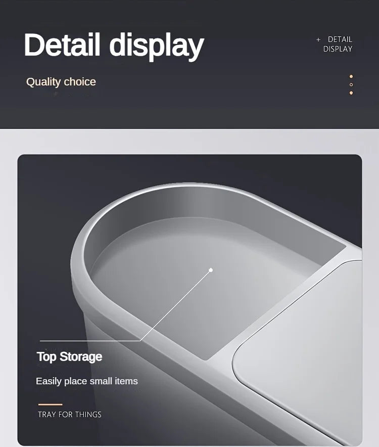 10L Bathroom Trash Can, Household Creative Gap Waste Bin, Press Type Garbage Can with Lid, Simple Paper Basket Kitchen Trash Can