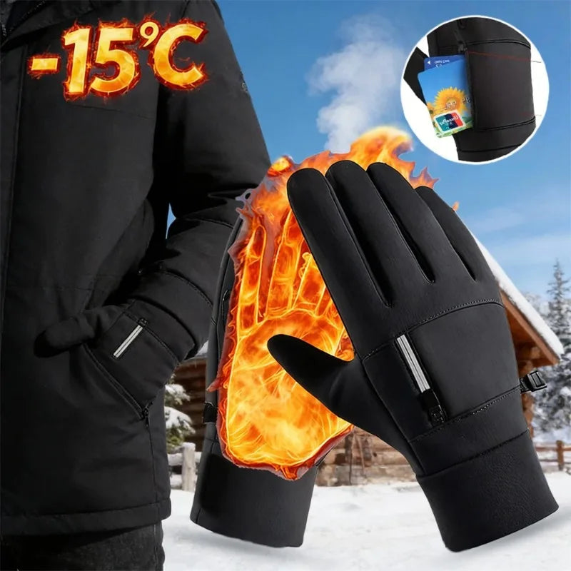Winter Fashion Warm Cycling Gloves with Storage Pockets Windproof Waterproof Touch Screen Gloves Men Gifts Choice